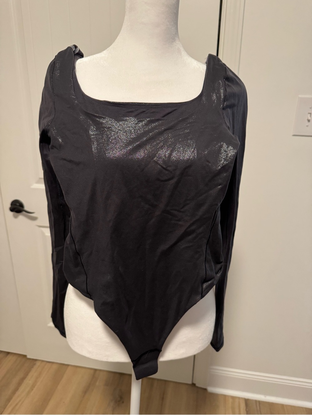 Lululemon Black Long-Sleeve Square Neck Bodysuit